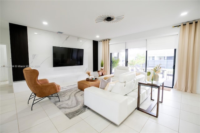 view of tiled living room