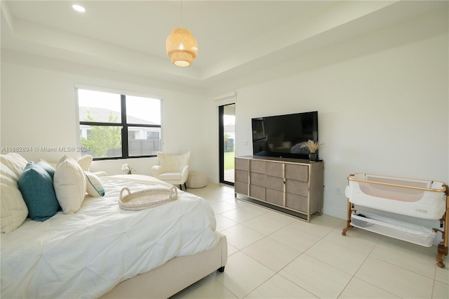 bedroom featuring light tile patterned floors