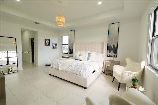 bedroom featuring a raised ceiling