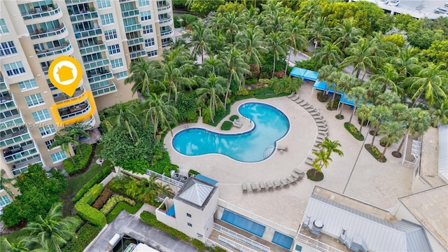 pool with a patio