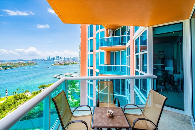 balcony with a water view