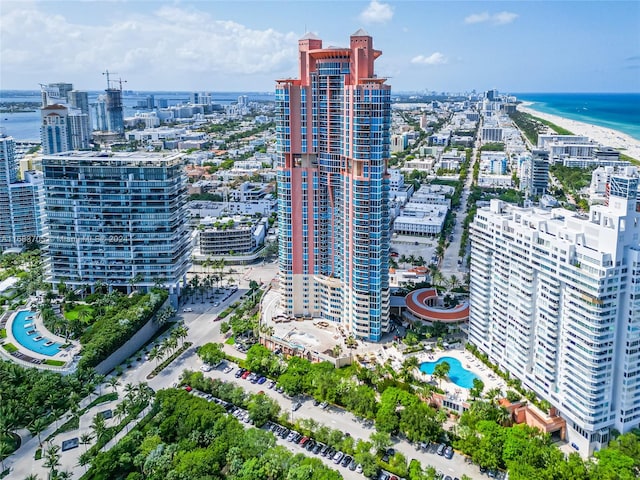 bird's eye view featuring a water view