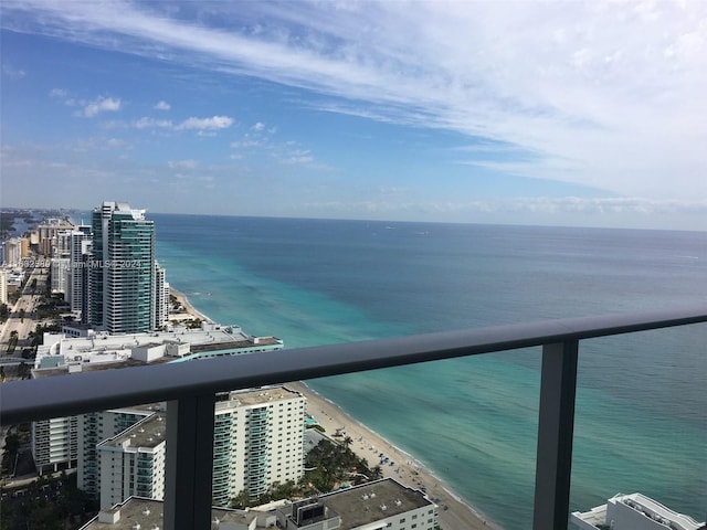 view of water feature featuring a beach view