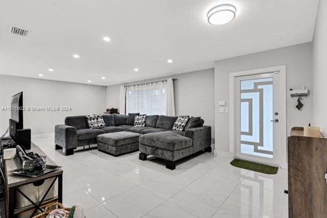 view of tiled living room