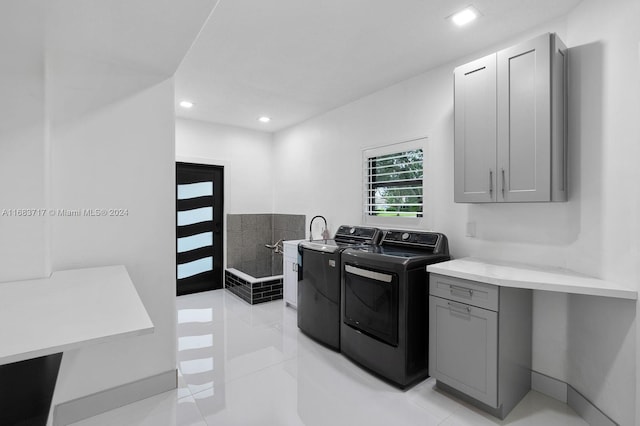 2440 SW 105th Ter, Davie, FL 33324 - washroom with independent washer and dryer, recessed lighting, cabinet space, and light tile patterned floors