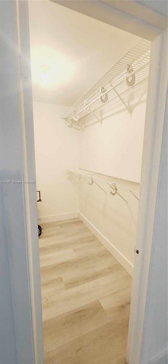 walk in closet featuring wood-type flooring