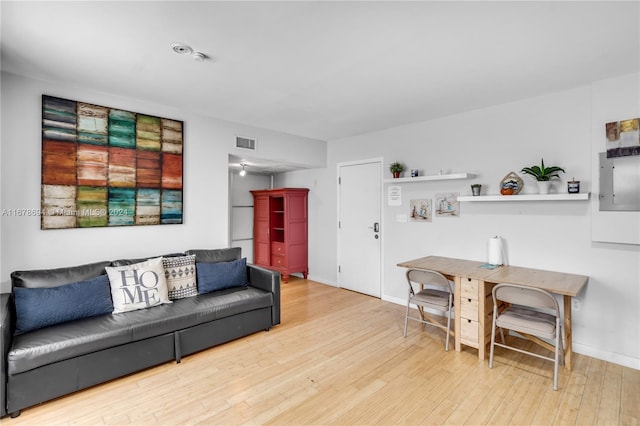 living room with light wood-type flooring