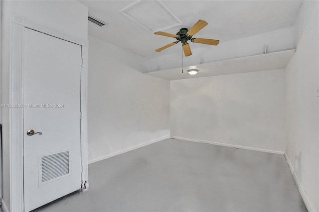 spare room with concrete flooring and ceiling fan