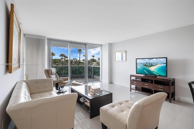 living room featuring expansive windows