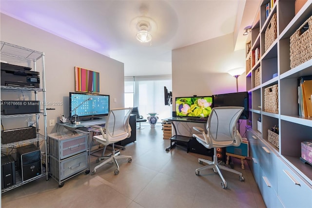 home office with ceiling fan