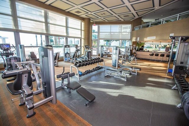 gym featuring a high ceiling