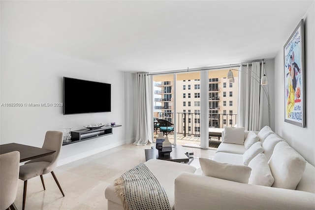 living room featuring expansive windows