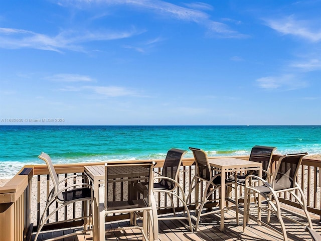 property view of water with a beach view