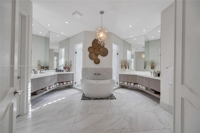 bathroom featuring vanity and a bathing tub