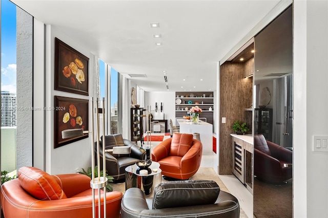 living room featuring expansive windows