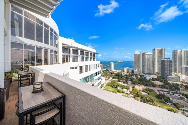 balcony with a water view