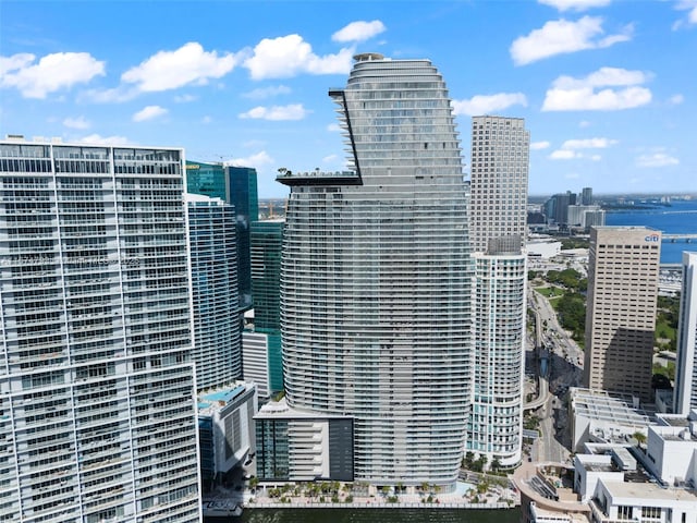 property's view of city featuring a water view