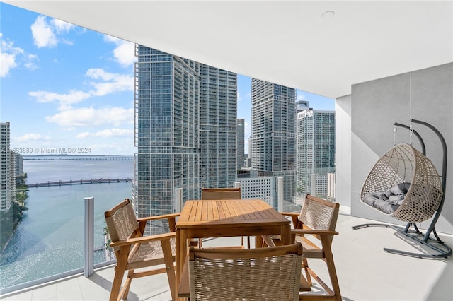 balcony with a water view