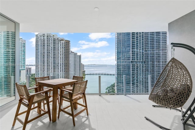 balcony with a water view