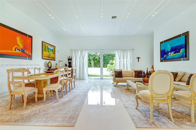 view of tiled living room