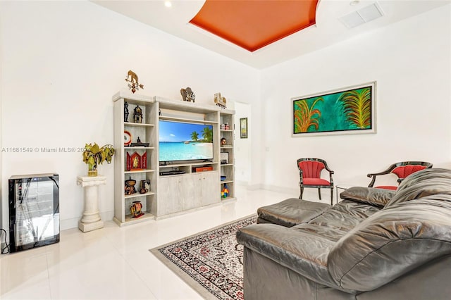 view of tiled living room