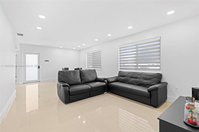 view of tiled living room