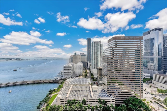 view of city with a water view