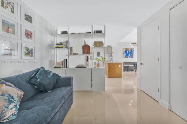 view of tiled living room