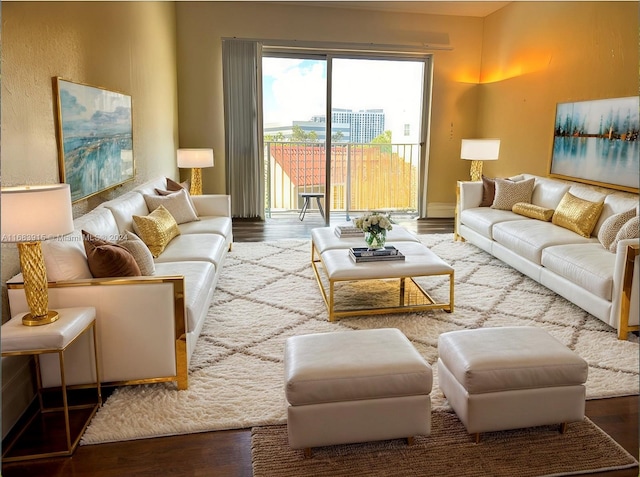 living room featuring hardwood / wood-style flooring