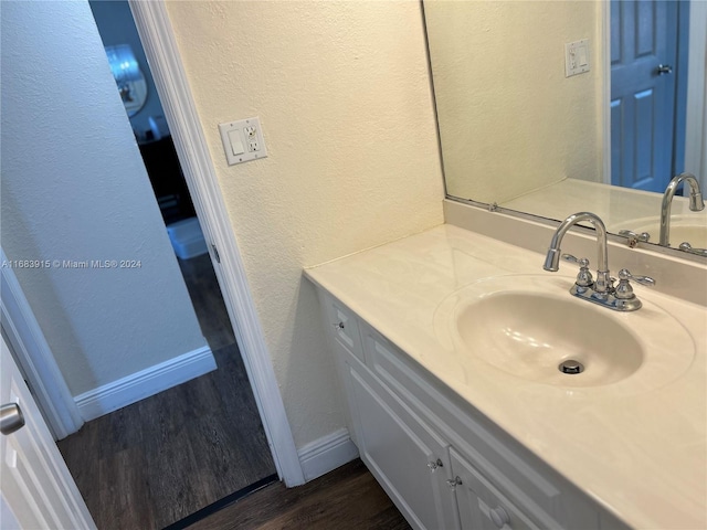 bathroom featuring vanity and wood-type flooring