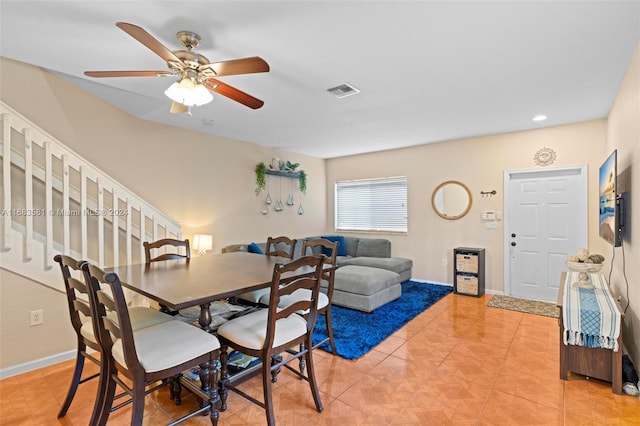 dining area featuring ceiling fan