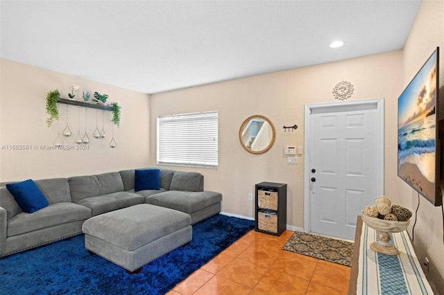 living room featuring tile patterned floors