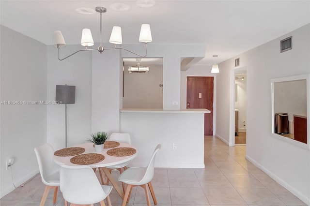 view of tiled dining room