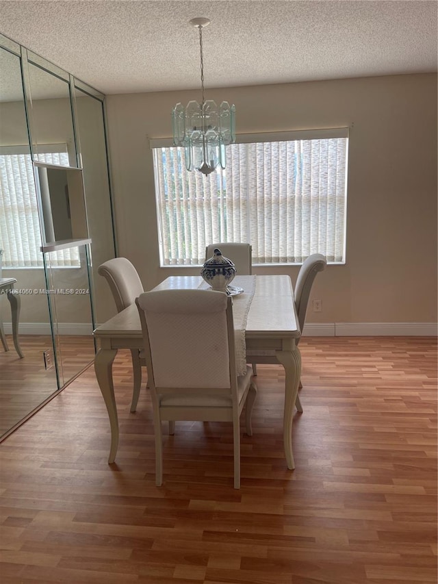 dining room featuring a wealth of natural light, a textured ceiling, and wood-type flooring