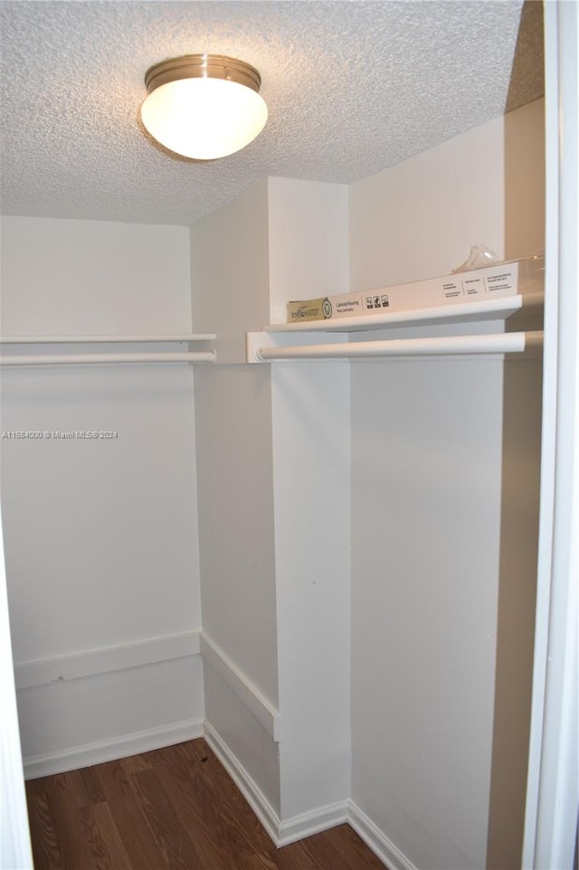 spacious closet with dark hardwood / wood-style floors