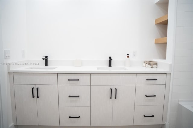 bathroom featuring vanity and a bathing tub