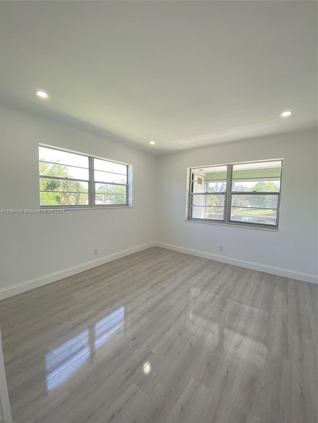 unfurnished room featuring light wood-type flooring and a wealth of natural light