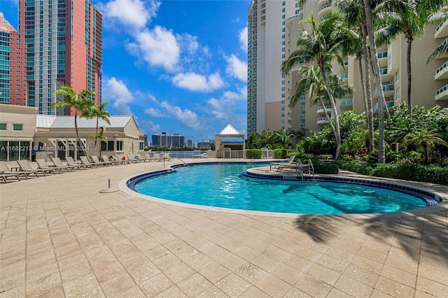 view of pool with a patio area