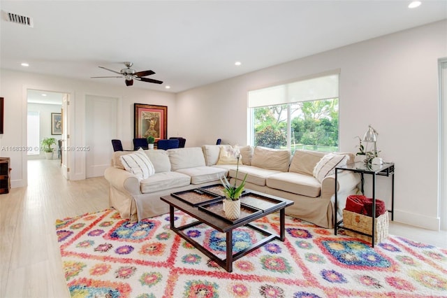 living room featuring light wood-type flooring