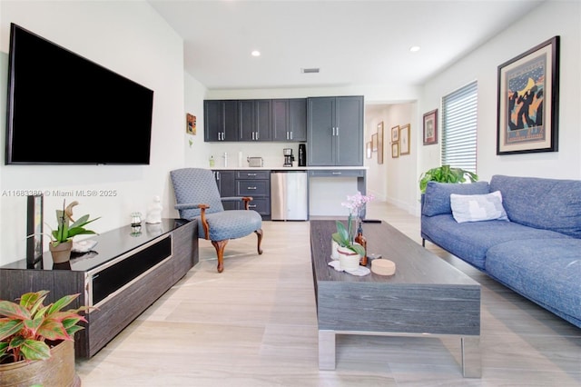 living room featuring light hardwood / wood-style floors