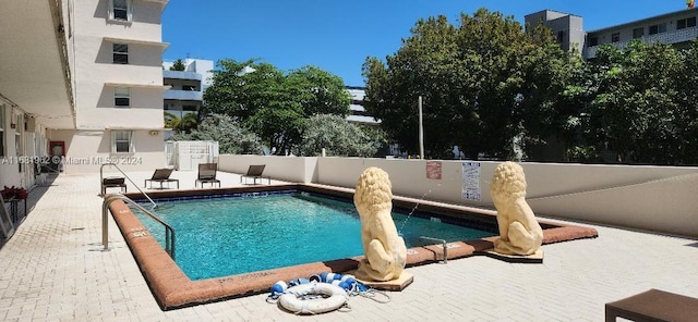 view of swimming pool with a patio