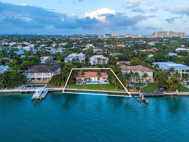 bird's eye view featuring a water view