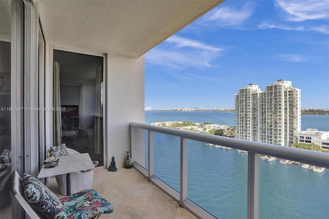 balcony with a water view