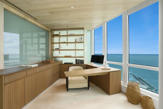 sunroom featuring wood ceiling