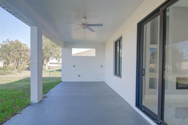 view of patio / terrace featuring ceiling fan