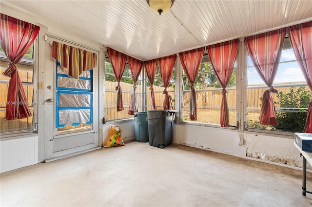 view of unfurnished sunroom