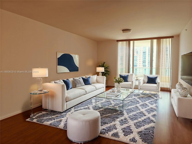 living room with hardwood / wood-style floors