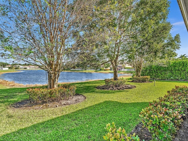 view of yard featuring a water view