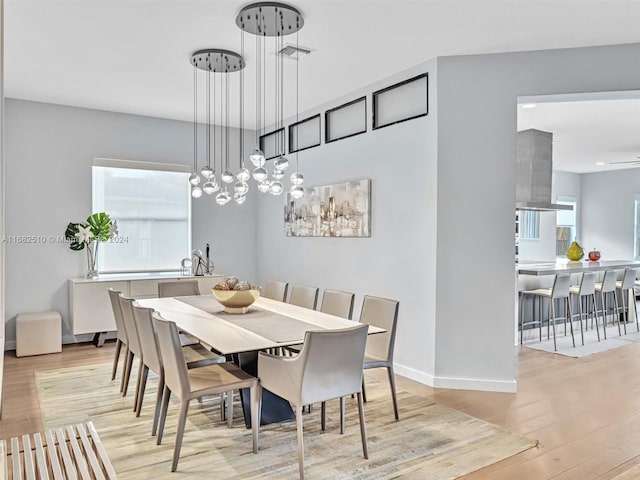 dining room with light hardwood / wood-style flooring