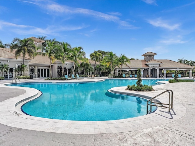 view of pool featuring a patio